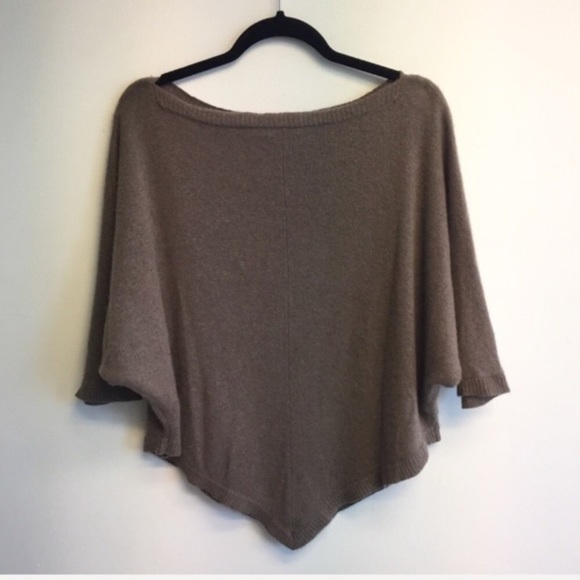 360 CASHMERE Brown Boat Neck Pullover Poncho Sweater Light Brown S - Picture 5 of 8